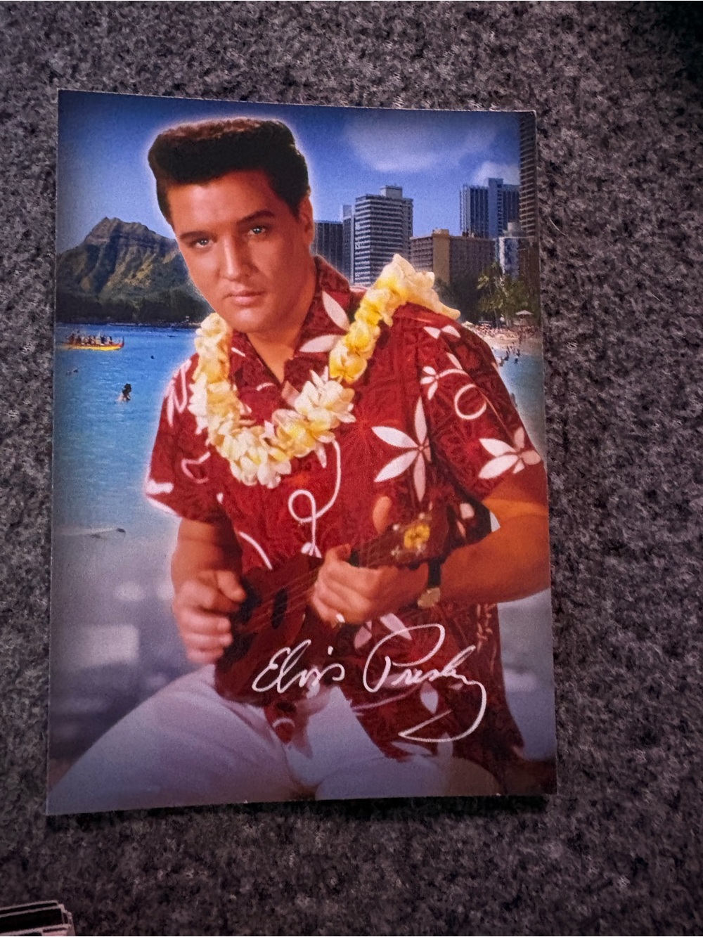 Elvis Presley Hawaii Ukulele Photo Postcard Reproduction Rock & Pop